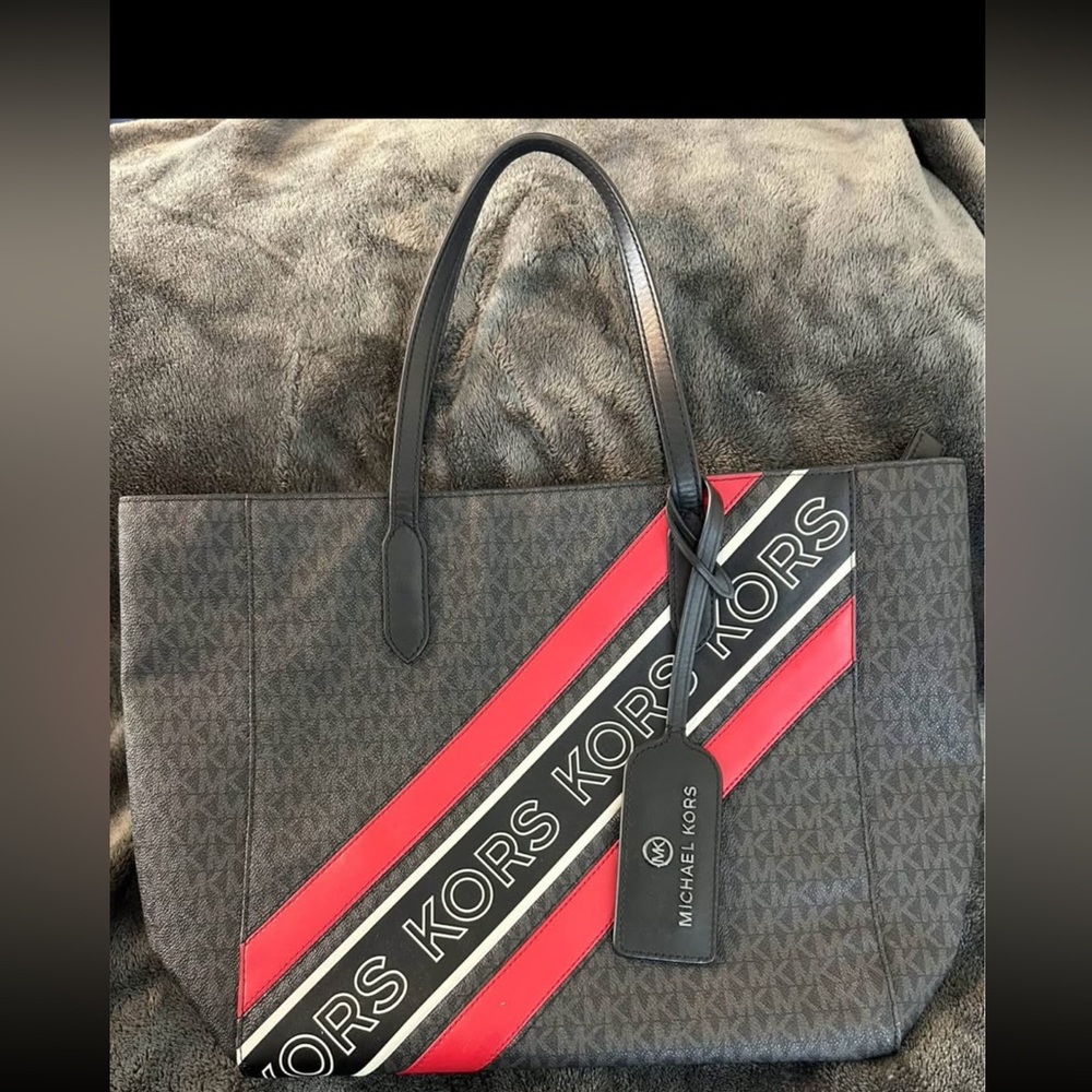 Michael Kors Black and Red Logo Tote